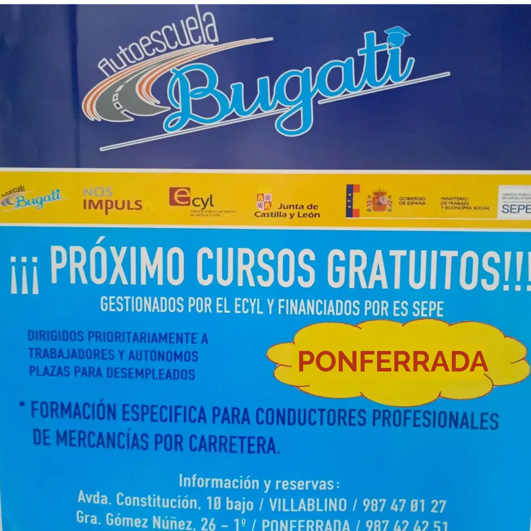 Autoescuela Bugati ofrece nuevo curso integral para conductores profesionales en Ponferrada
