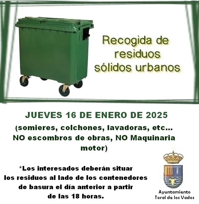 Recogida de Residuos Sólidos Urbanos en Toral de los Vados el 16 de enero de 2025