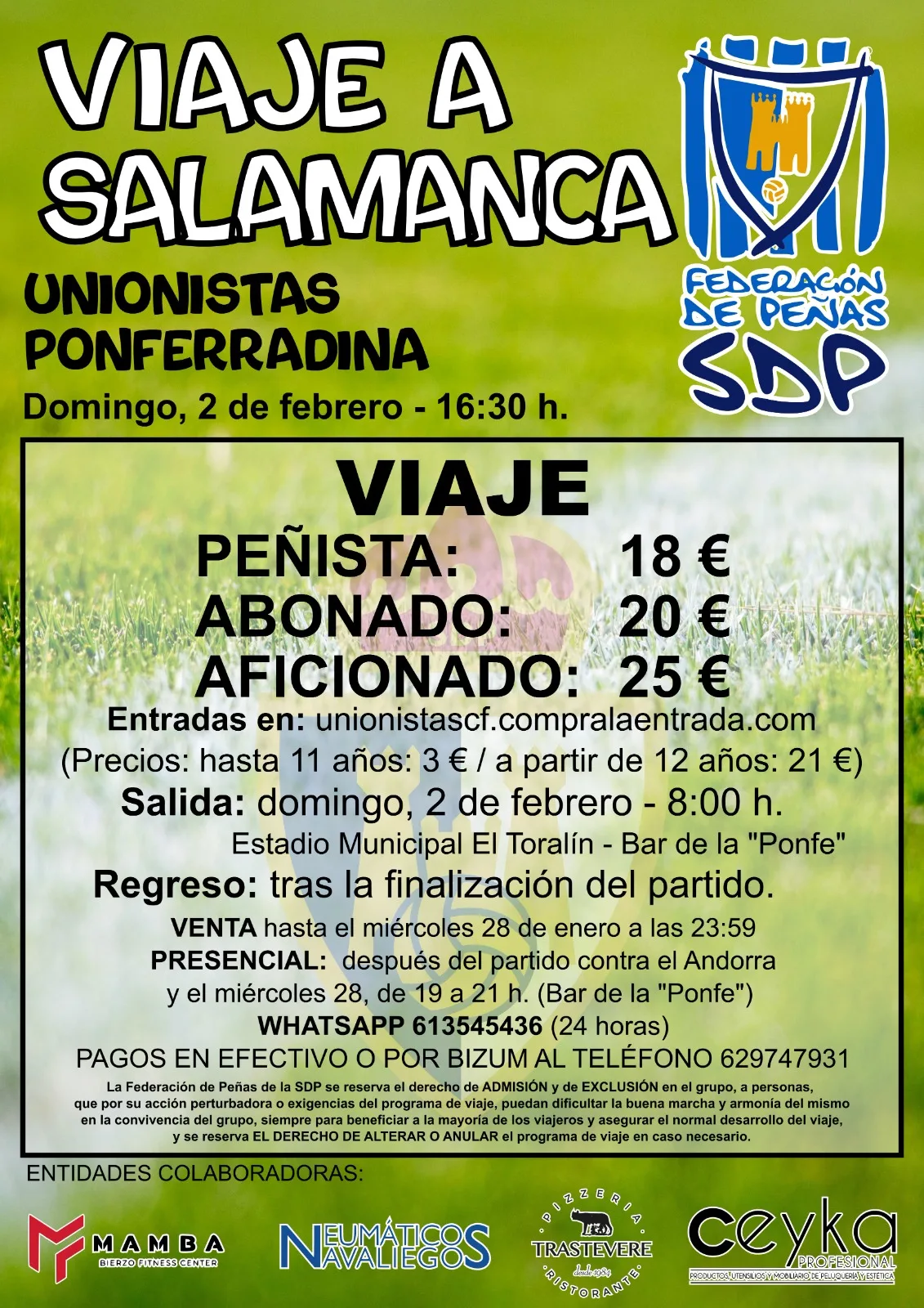 Viaje a Salamanca con la Federación de Peñas de la SD Ponferradina