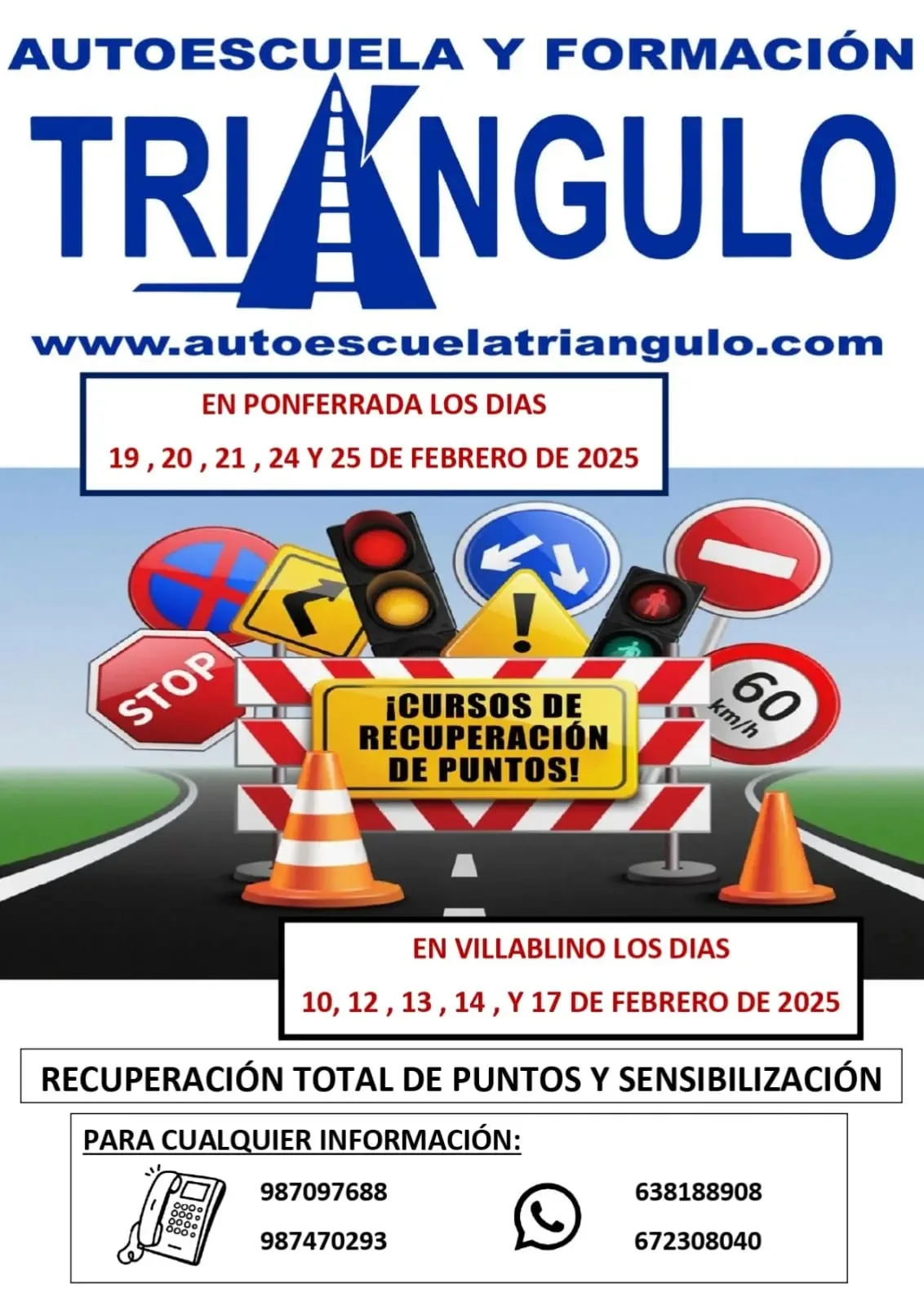 Cursos de Recuperación de Puntos en Ponferrada y Villablino con Autoescuela Triángulo