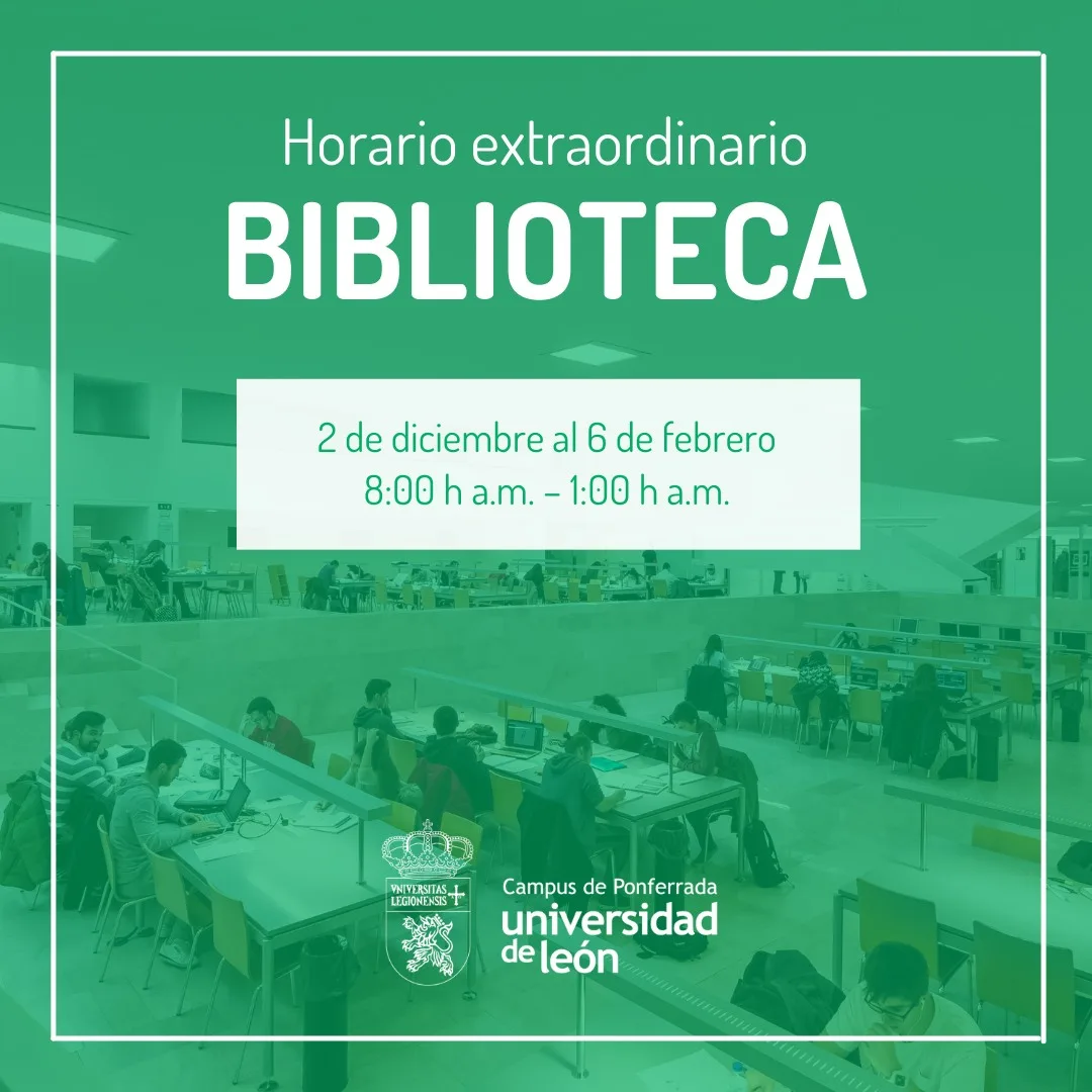 Horario especial de la biblioteca del Campus de Ponferrada