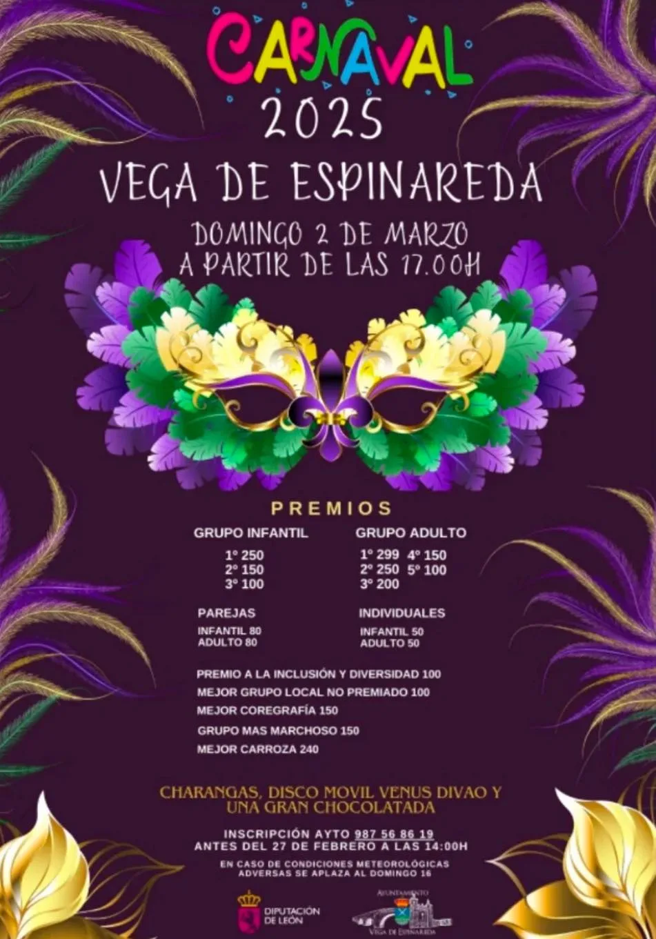 Vega de Espinareda se prepara para un Carnaval 2025 lleno de premios y diversión