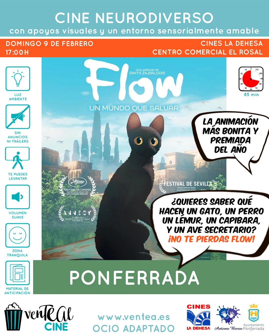La Concejalía de Bienestar Social y Familia organiza una sesión de cine adaptado en Ponferrada