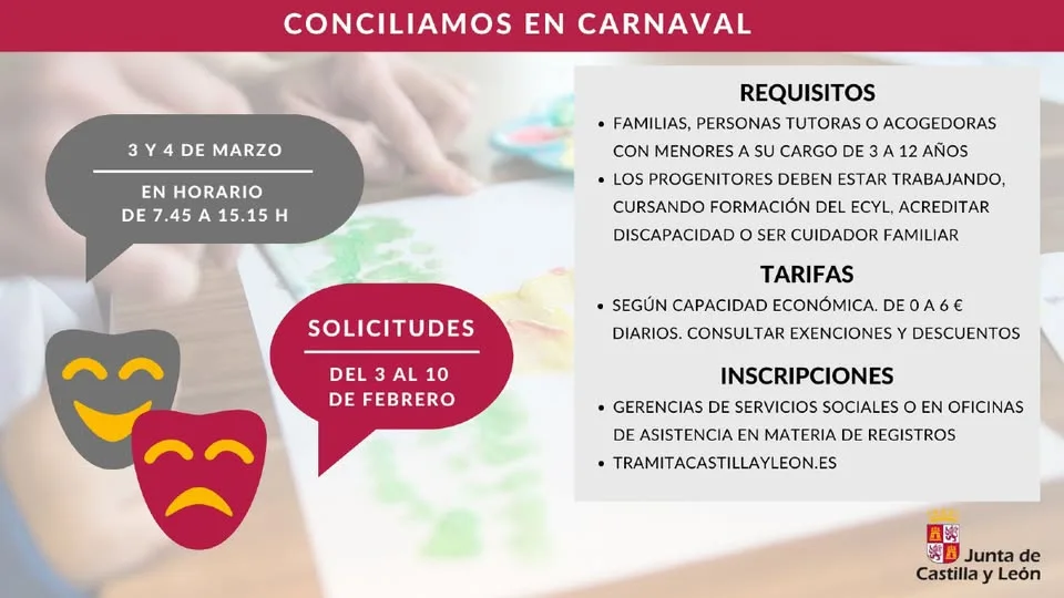Convocatoria del programa “Conciliamos Carnaval 2025” en Castilla y León