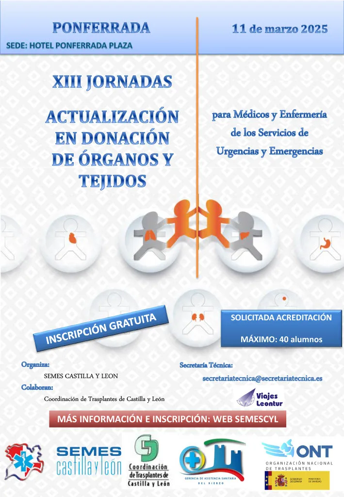 Expertos en donación de órganos se reunirán en Ponferrada para curso de actualización