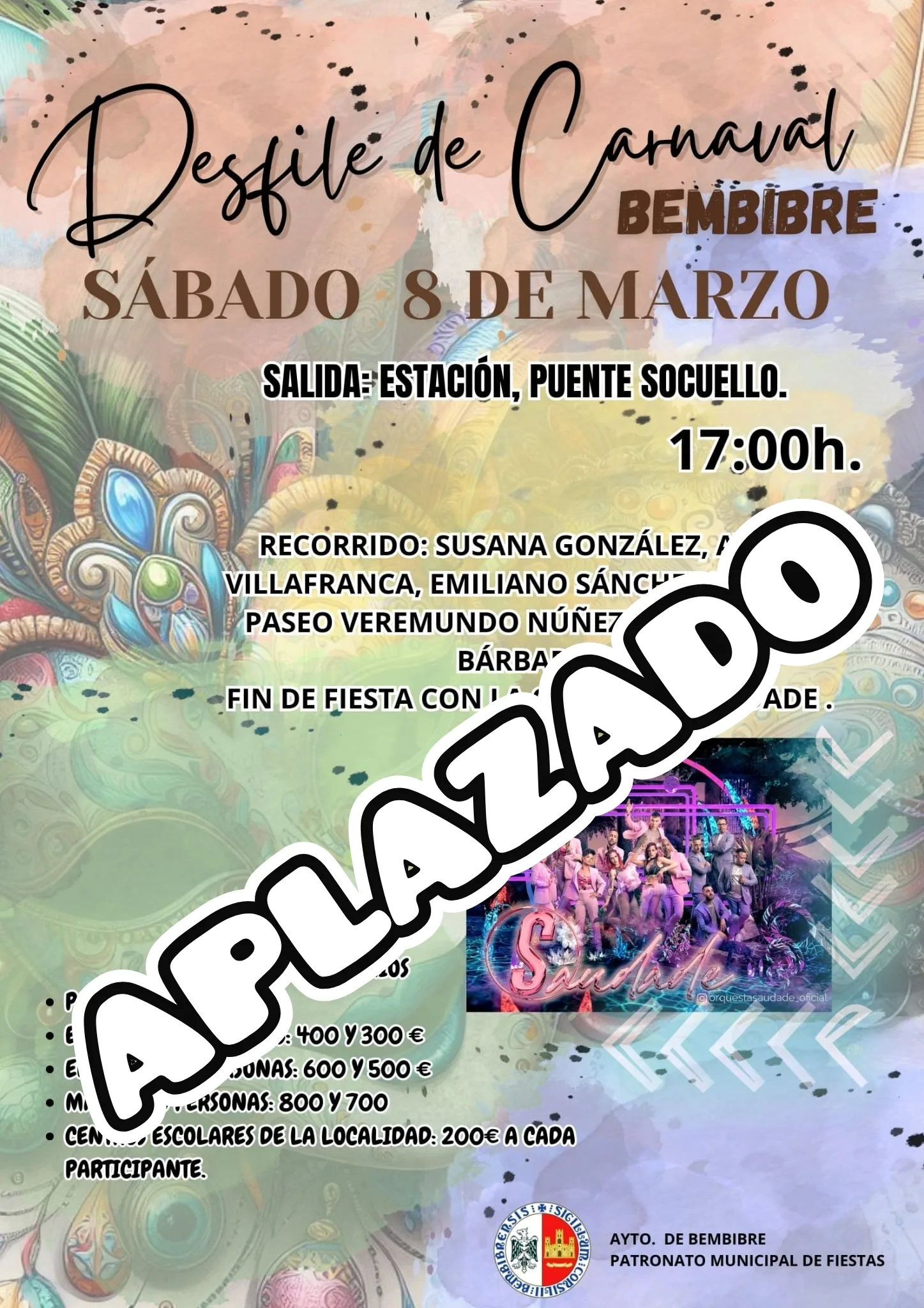El desfile de Carnaval de Bembibre se pospone al 15 de marzo por previsión de lluvia