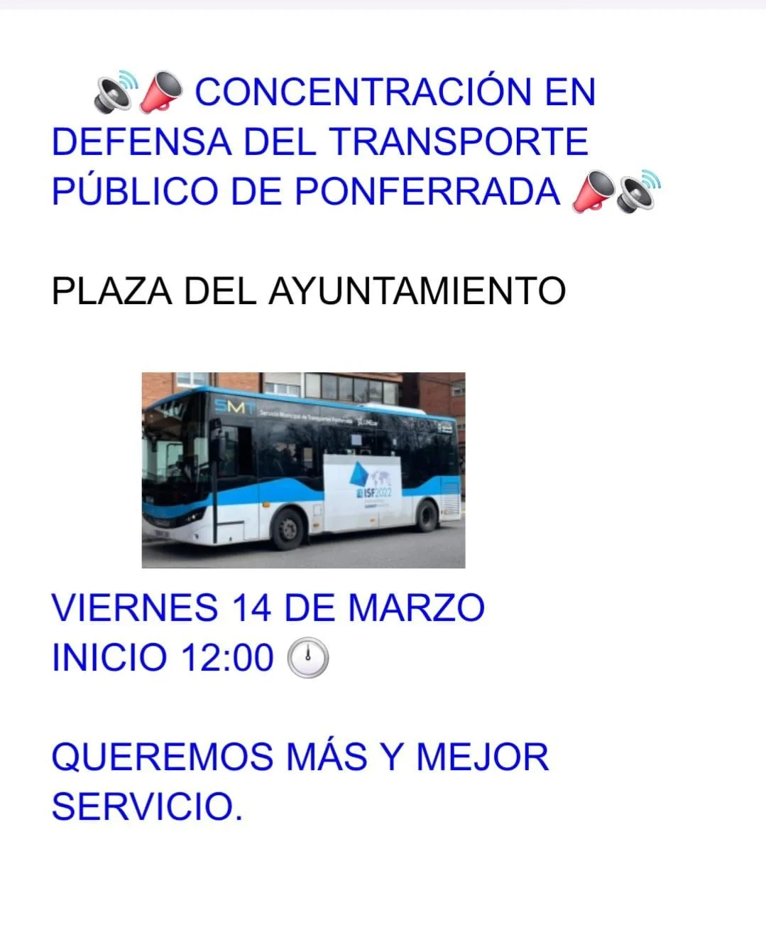 Nueva concentración en protesta por los horarios del transporte urbano en Ponferrada