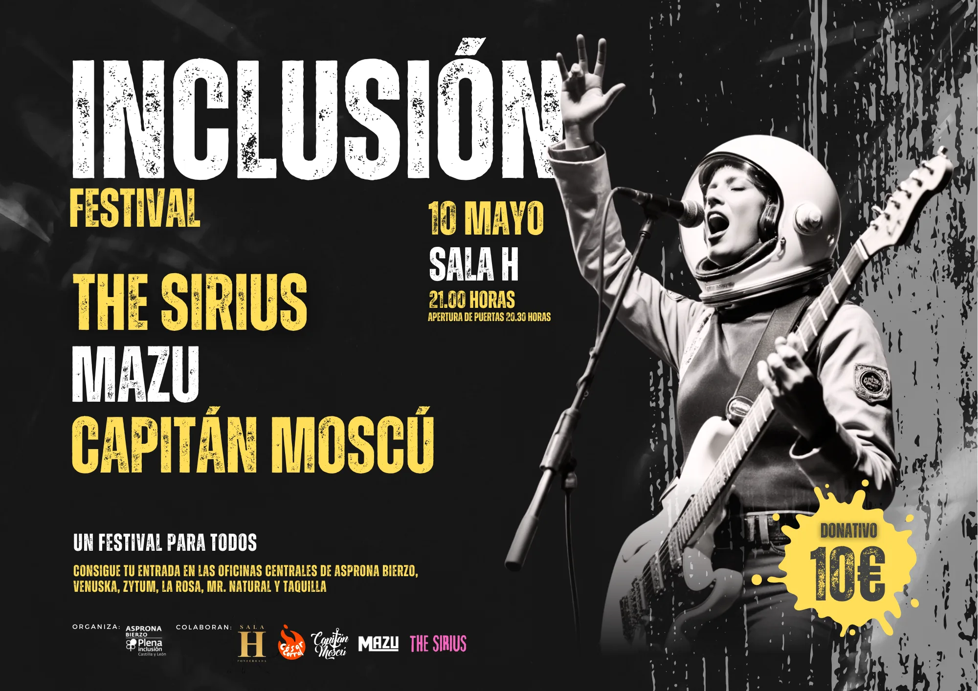 El Inclusión Festival de Asprona Bierzo regresa a Ponferrada con Mazu, Capitán Moscú y The Sirius: música para celebrar la diversidad