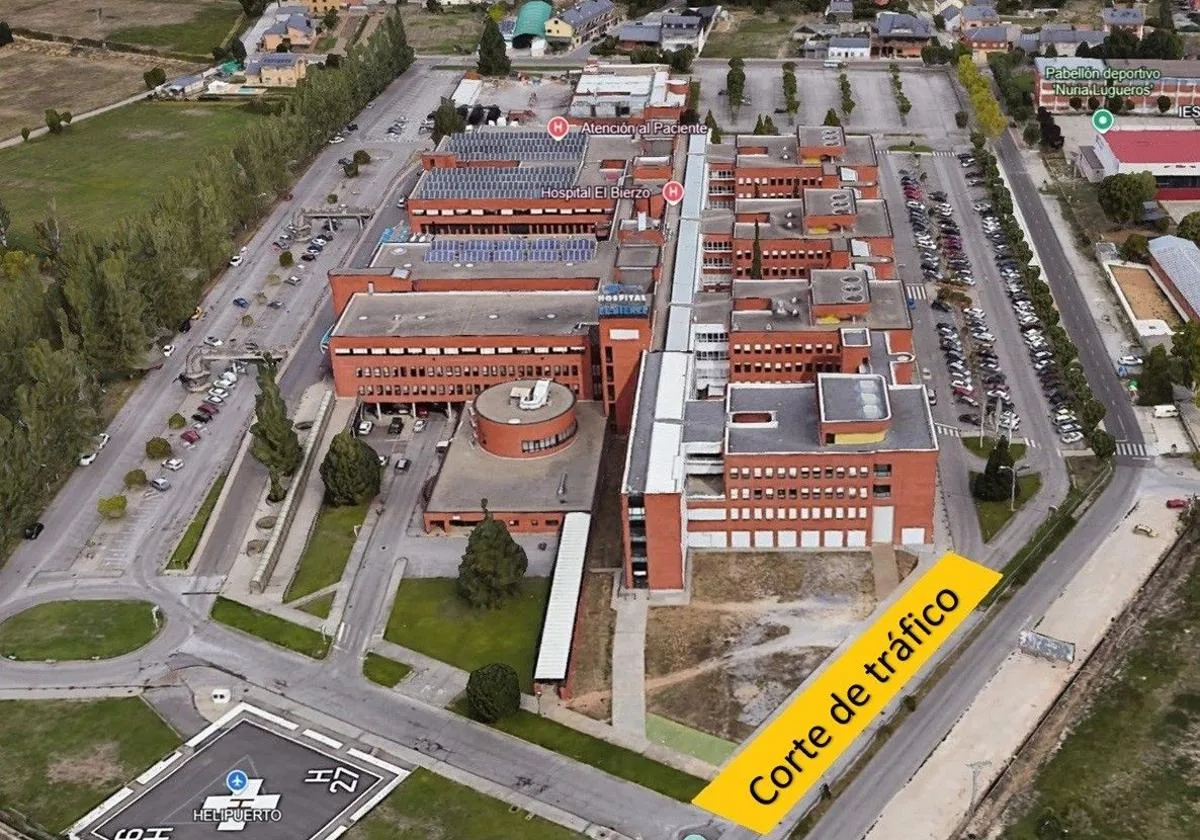 Corte de tráfico parcial en el Hospital El Bierzo este viernes por las obras del nuevo Servicio de Rehabilitación y la Unidad Satélite de Radioterapia