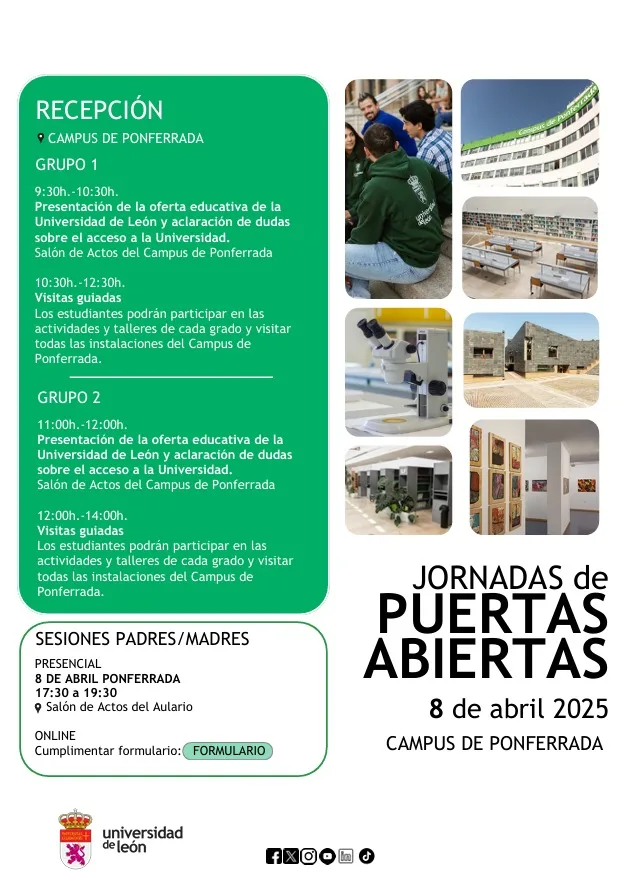 Jornada de puertas abiertas en el Campus de Ponferrada: Una oportunidad para descubrir la oferta educativa y resolver todas las dudas