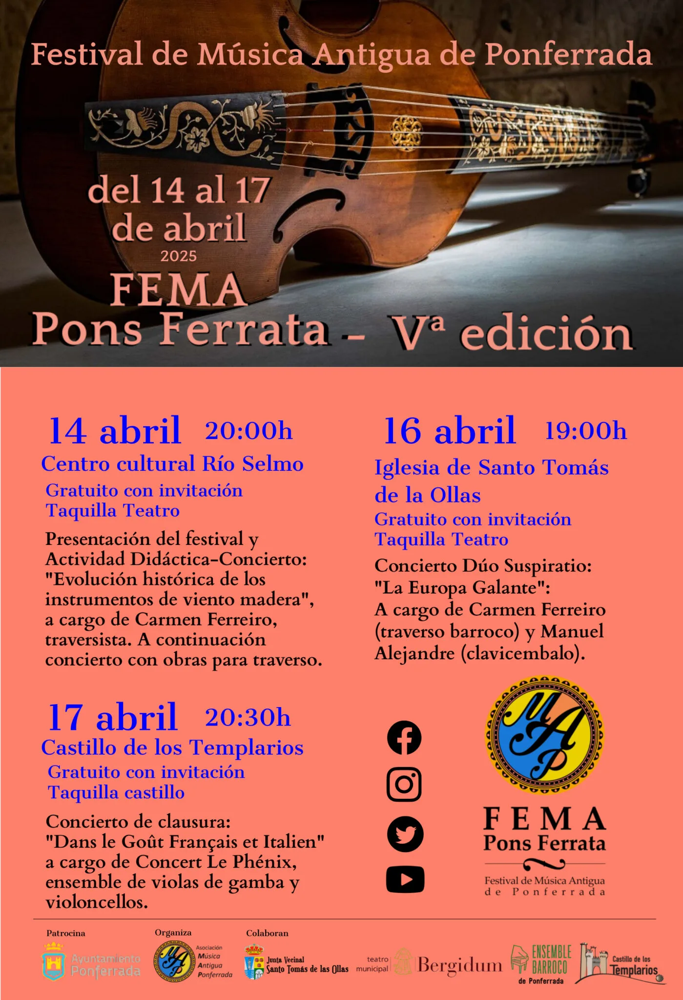 Ponferrada acoge la quinta edición del Festival de Música Antigua FEMA Pons Ferrata