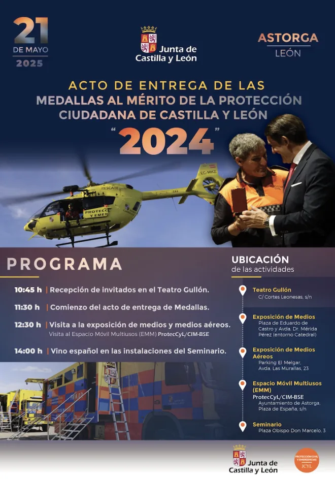 Astorga acogerá el 21 de mayo la entrega de las Medallas al Mérito de la Protección Ciudadana 2024