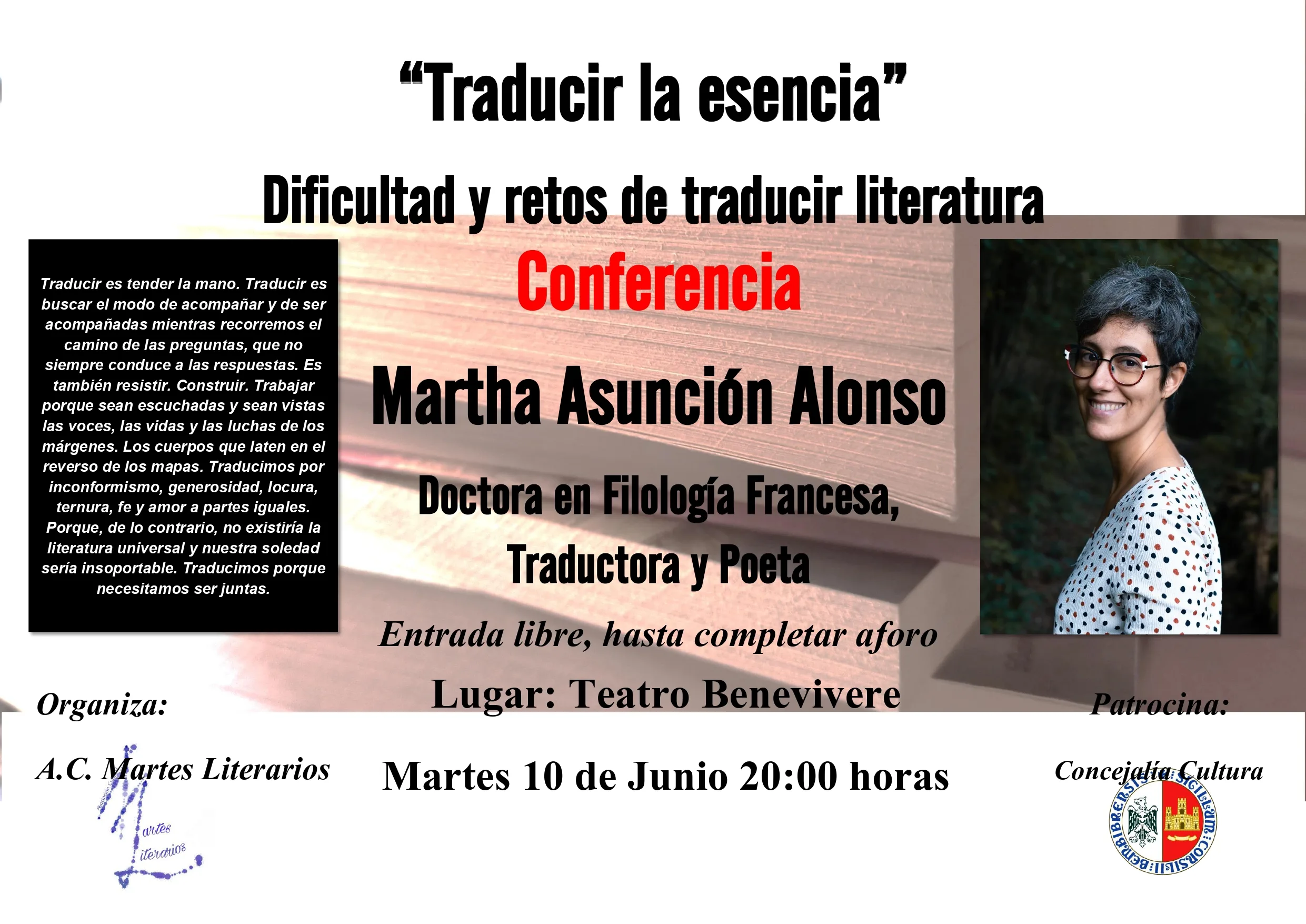 Martha Asunción Alonso abre la primera semana cultural "Martes Literarios"