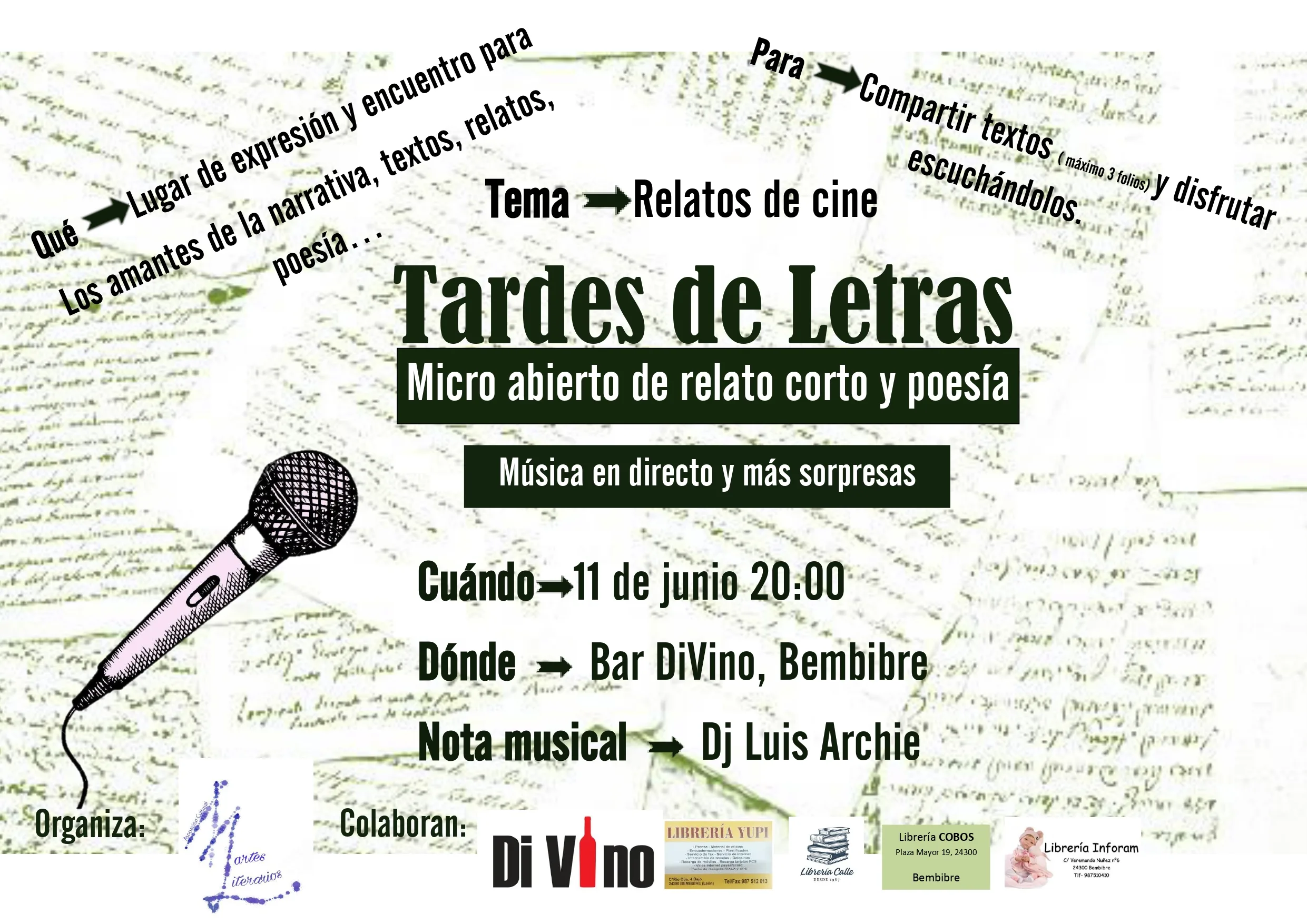 Primera semana cultural "Martes Literarios": el miércoles toca "Tardes de Letras"