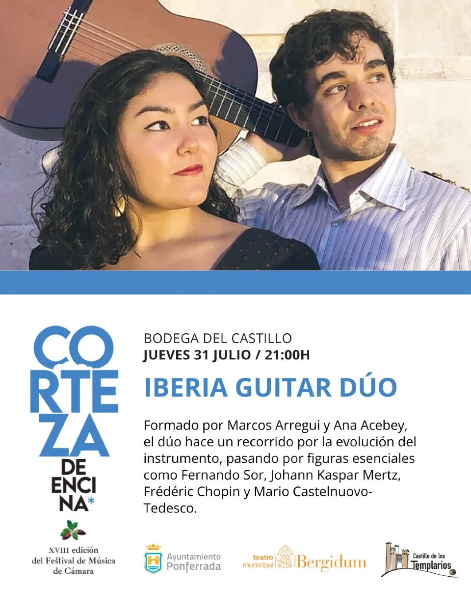 Iberia Guitar Dúo hará vibrar la Bodega del Castillo de los Templarios con un viaje por la historia de la guitarra