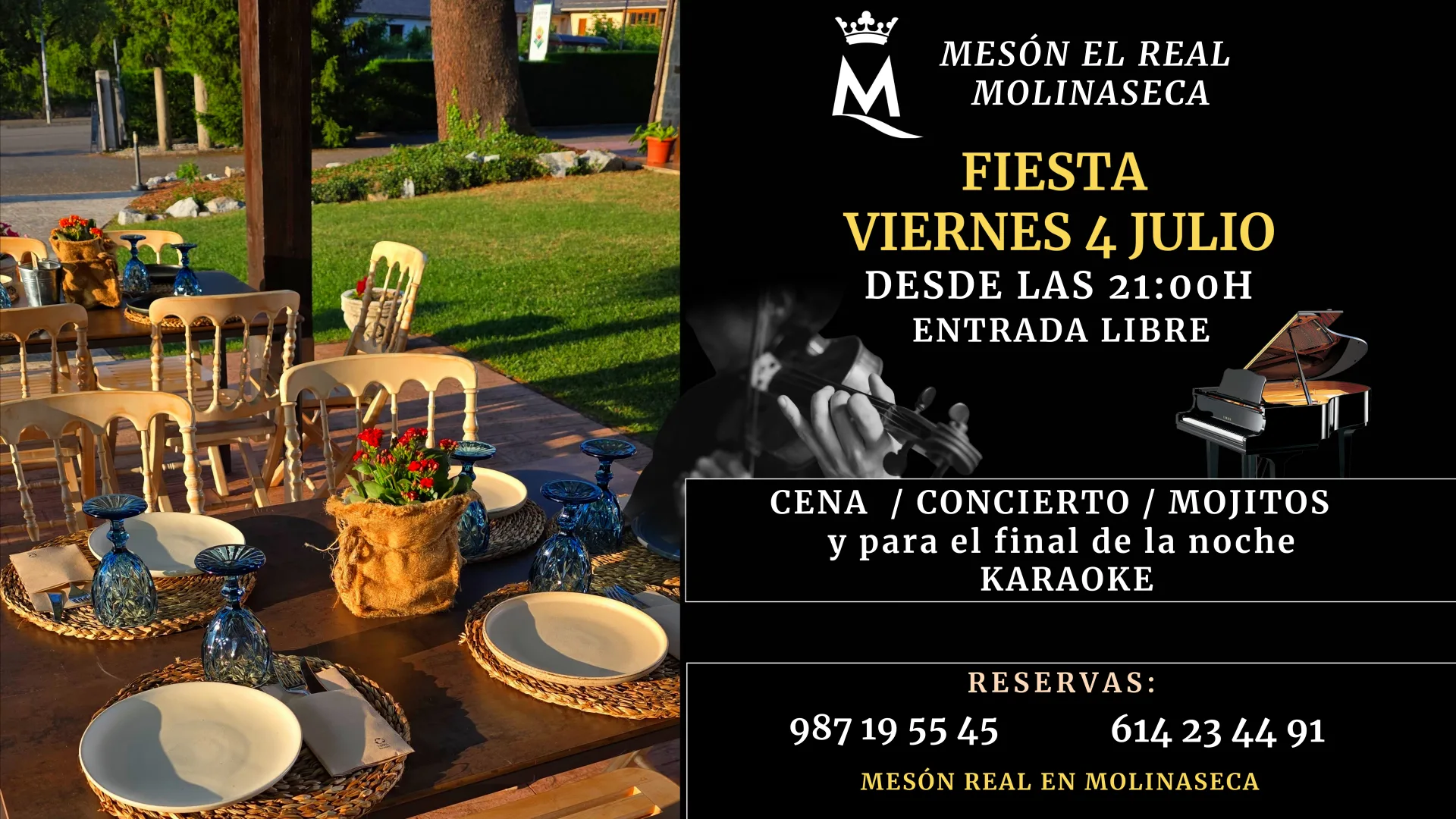 Este viernes fiesta en el Mesón Real de Molinaseca con música, cena y karaoke
