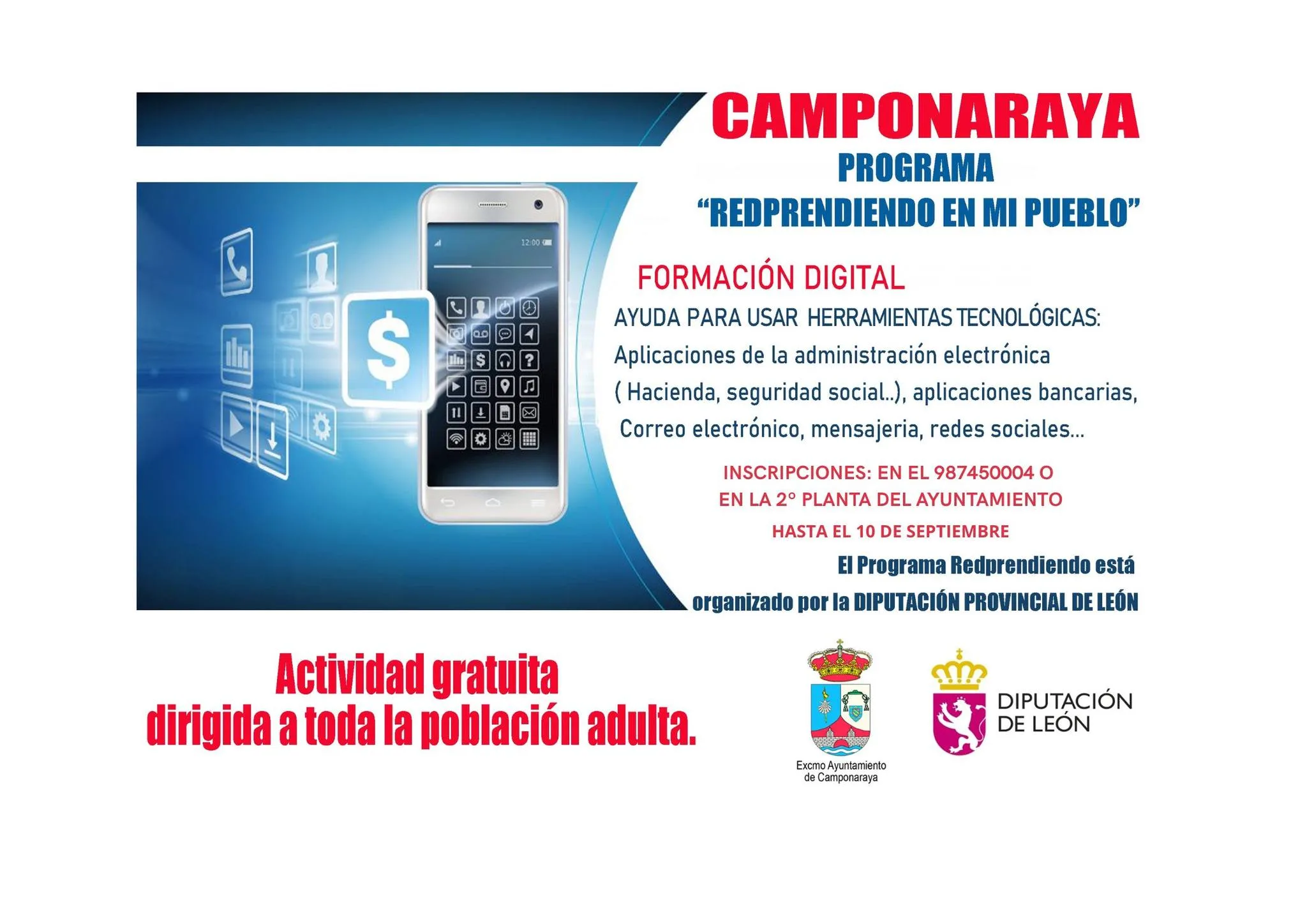 La Diputación de León lanza su programa de formación digital para adultos en Camponaraya
