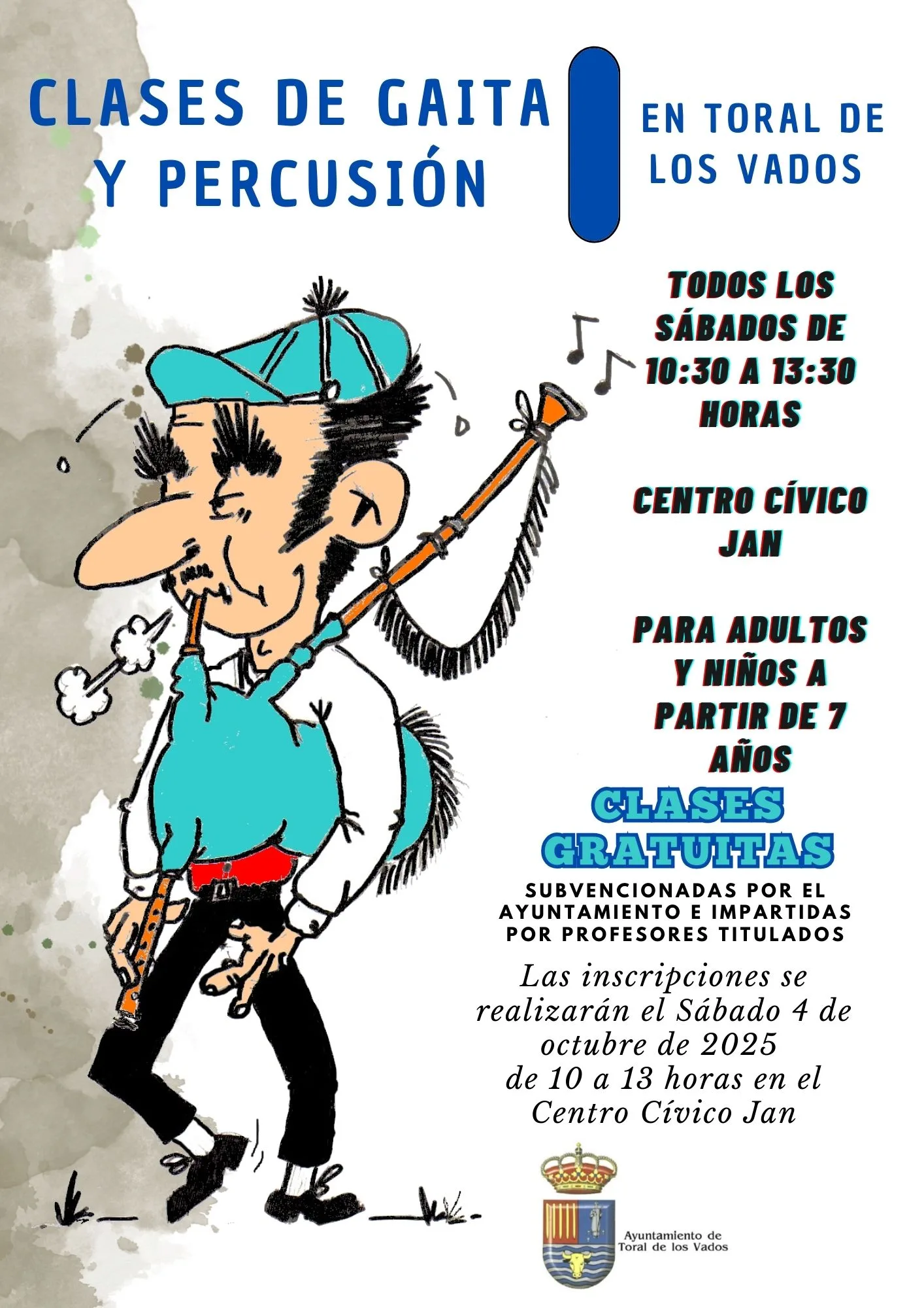 Toral de los Vados ofrecerá clases gratuitas de gaita y percusión a partir de octubre
