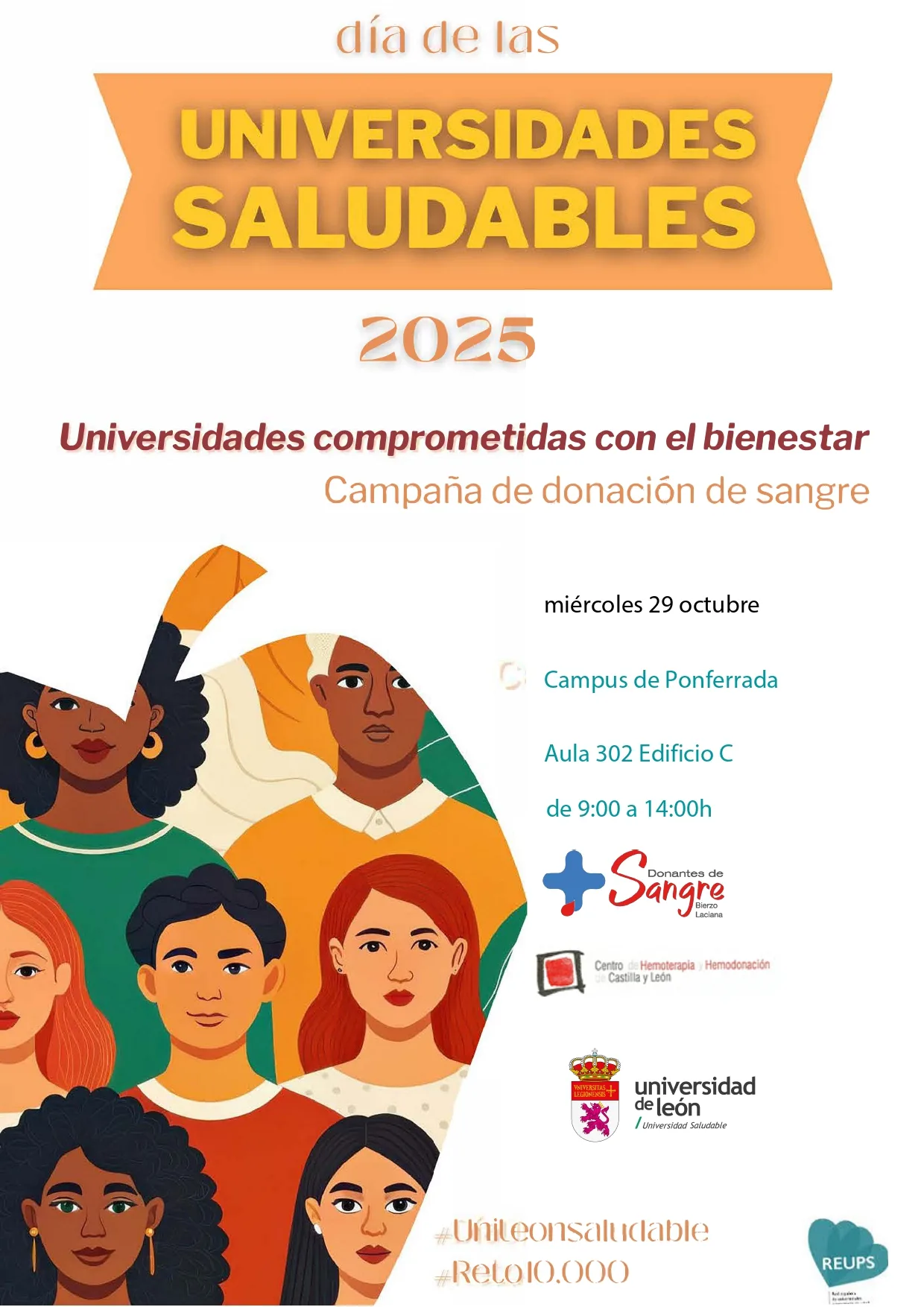 La ULE celebra el Día de las Universidades Saludables con reparto de fruta, consejos sobre salud mental y donación de sangre