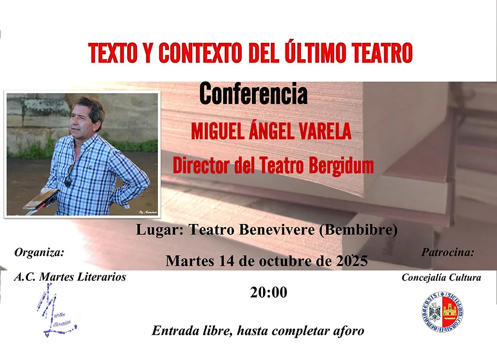 'Texto y contexto del último teatro': Conferencia de Miguel Ángel Varela en los 'Martes literarios' en Bembibre