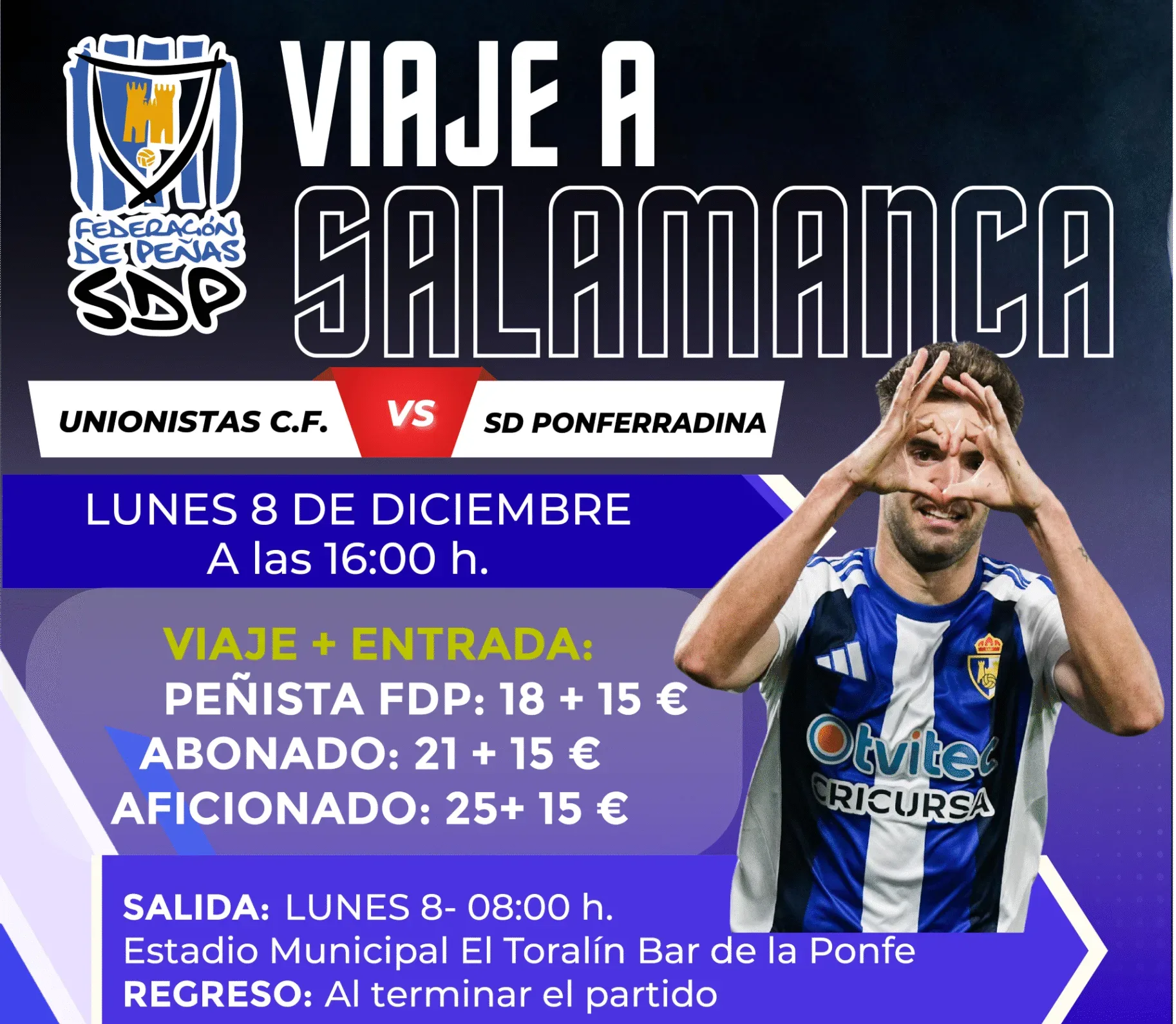 Viaje a Salamanca para  arropar a la Deportiva en su visita a Unionistas