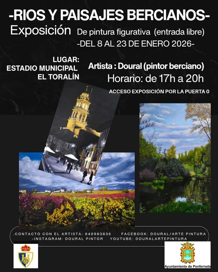 Exposición 'Ríos y paisajes bercianos' del pintor Doural en El Toralín a partir del 8 de enero con entrada gratuita