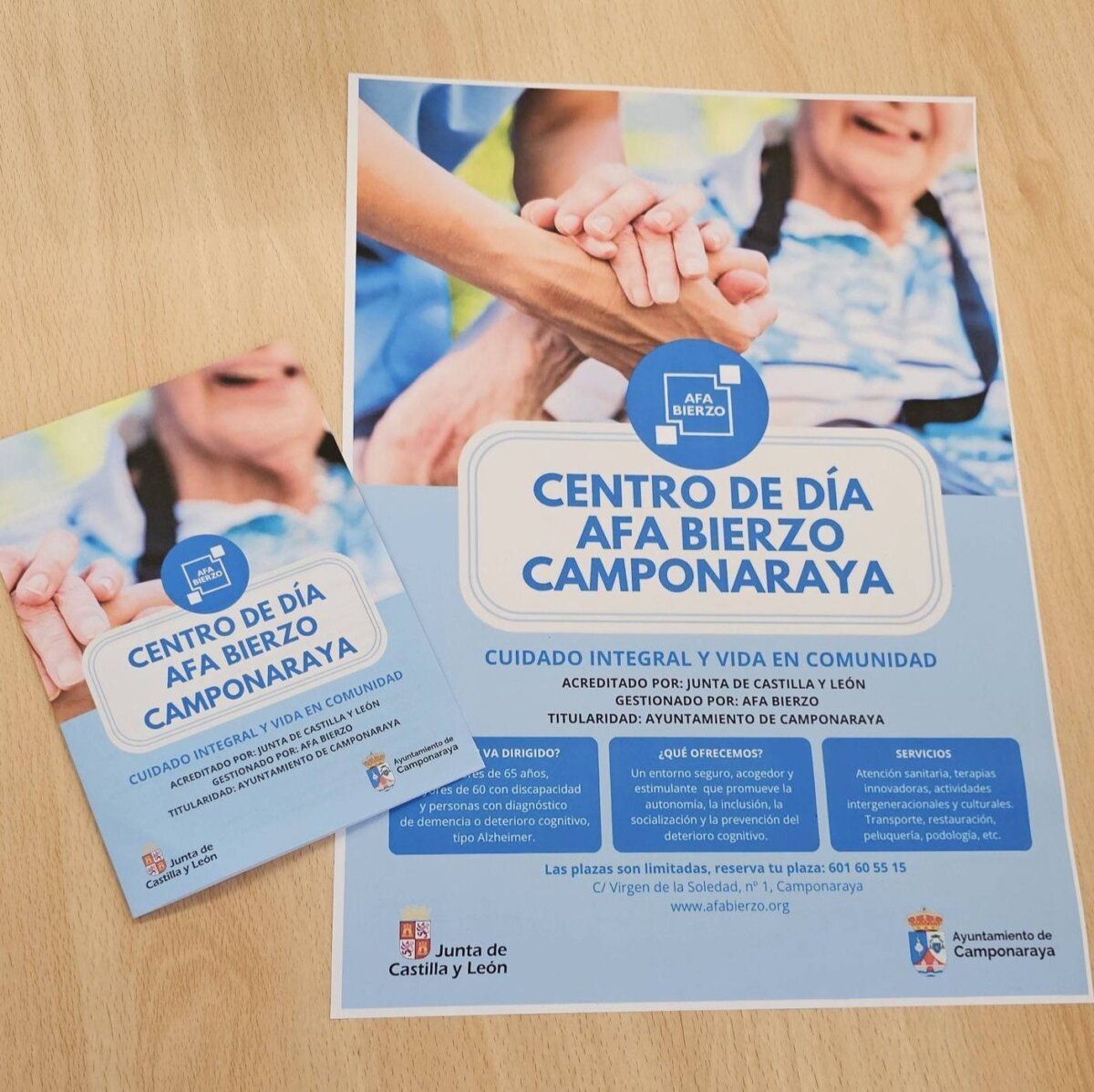 Material informativo del Centro de Día AFA Bierzo en Camponaraya