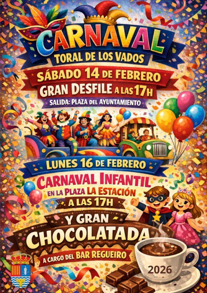 Cartel del Carnaval de Toral de los Vados 2026 con actividades y premios
