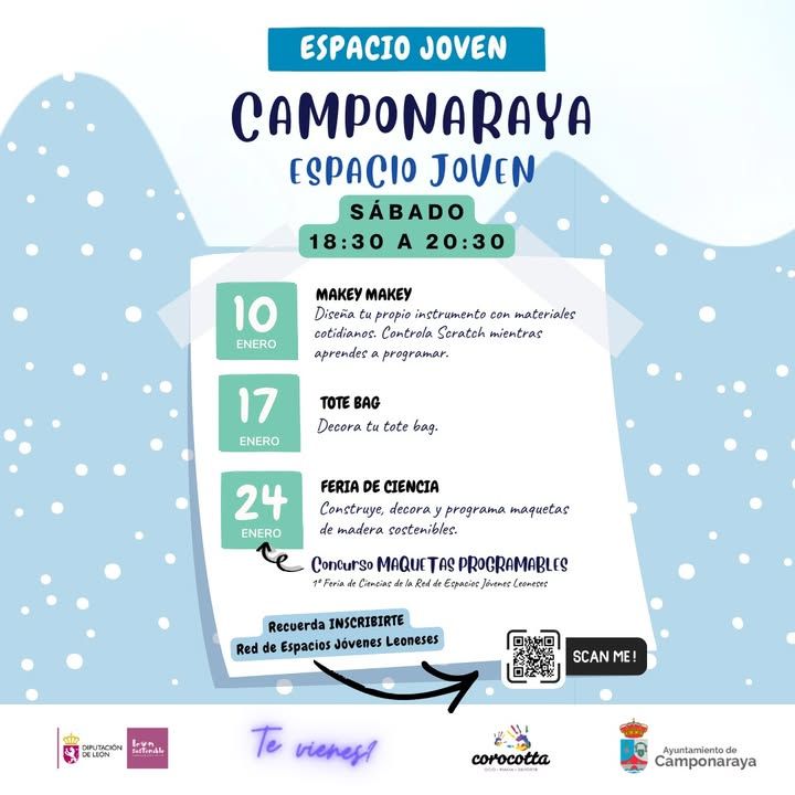 Cartel de actividades para jóvenes en Camponaraya en enero