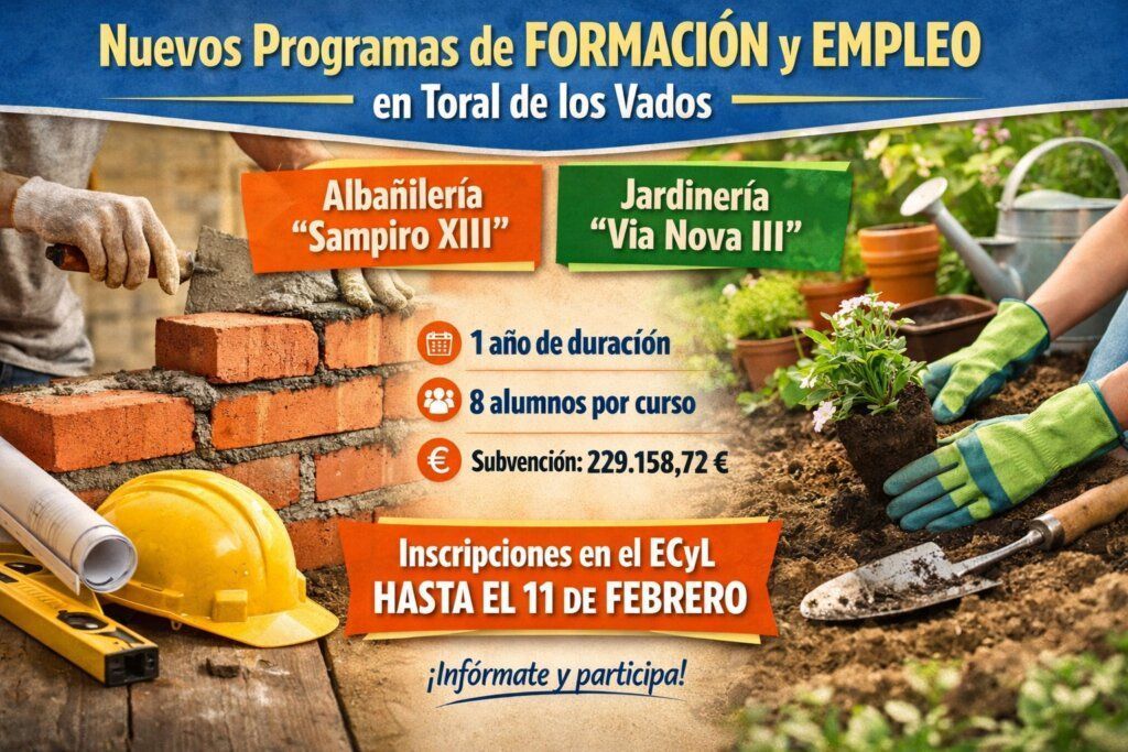 Imagen del Ayuntamiento de Toral de los Vados con información sobre programas de empleo.