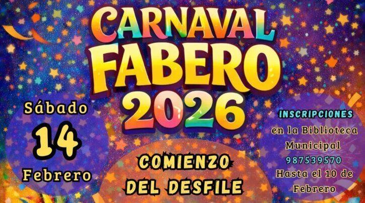 Cartel del Carnaval de Fabero 2026 con detalles coloridos y premios