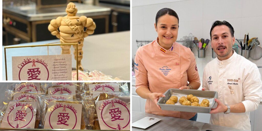 Galletas solidarias de Sandra Romero y Samuel Naveira en la cocina