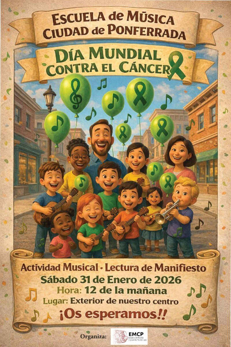 Cartel de la actividad musical por el Día Mundial contra el Cáncer
