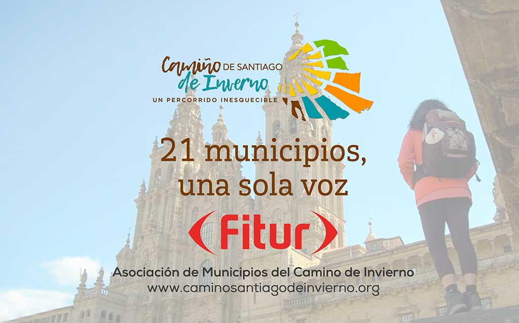 Presentación del Camino de Invierno en FITUR 2026 con paisaje de fondo