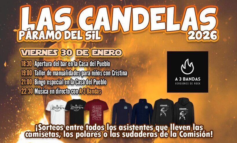 Cartel promocional del evento Las Candelas 2026 en Páramo del Sil