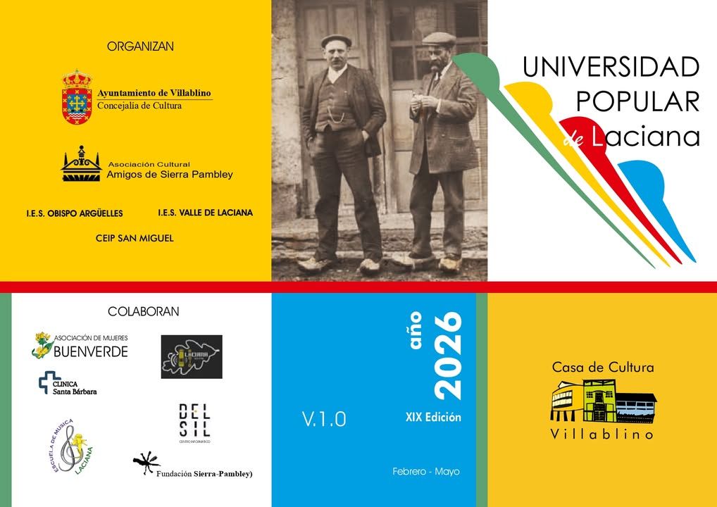 Cartel de la Universidad Popular de Laciana con información sobre cursos gratuitos