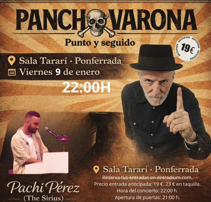 Cartel del concierto de Pancho Varona y Pachi Pérez en Ponferrada