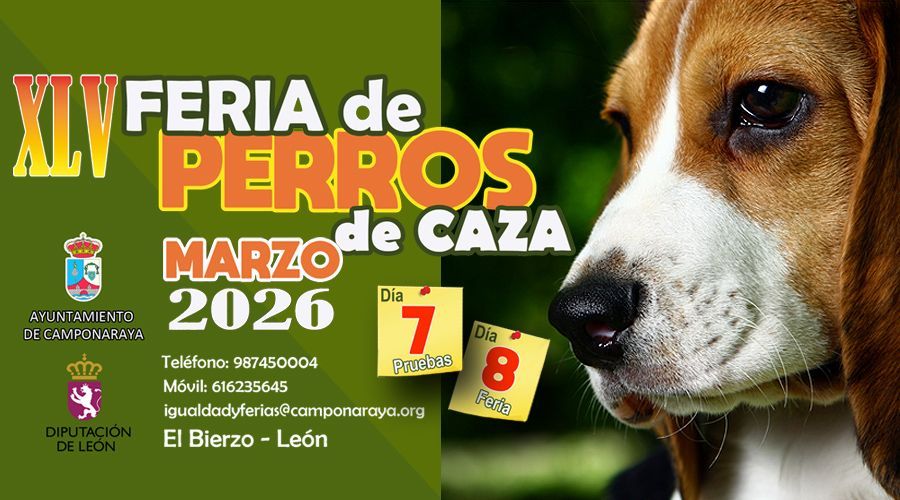 Cartel de la Feria de Perros de Caza en Camponaraya 2026