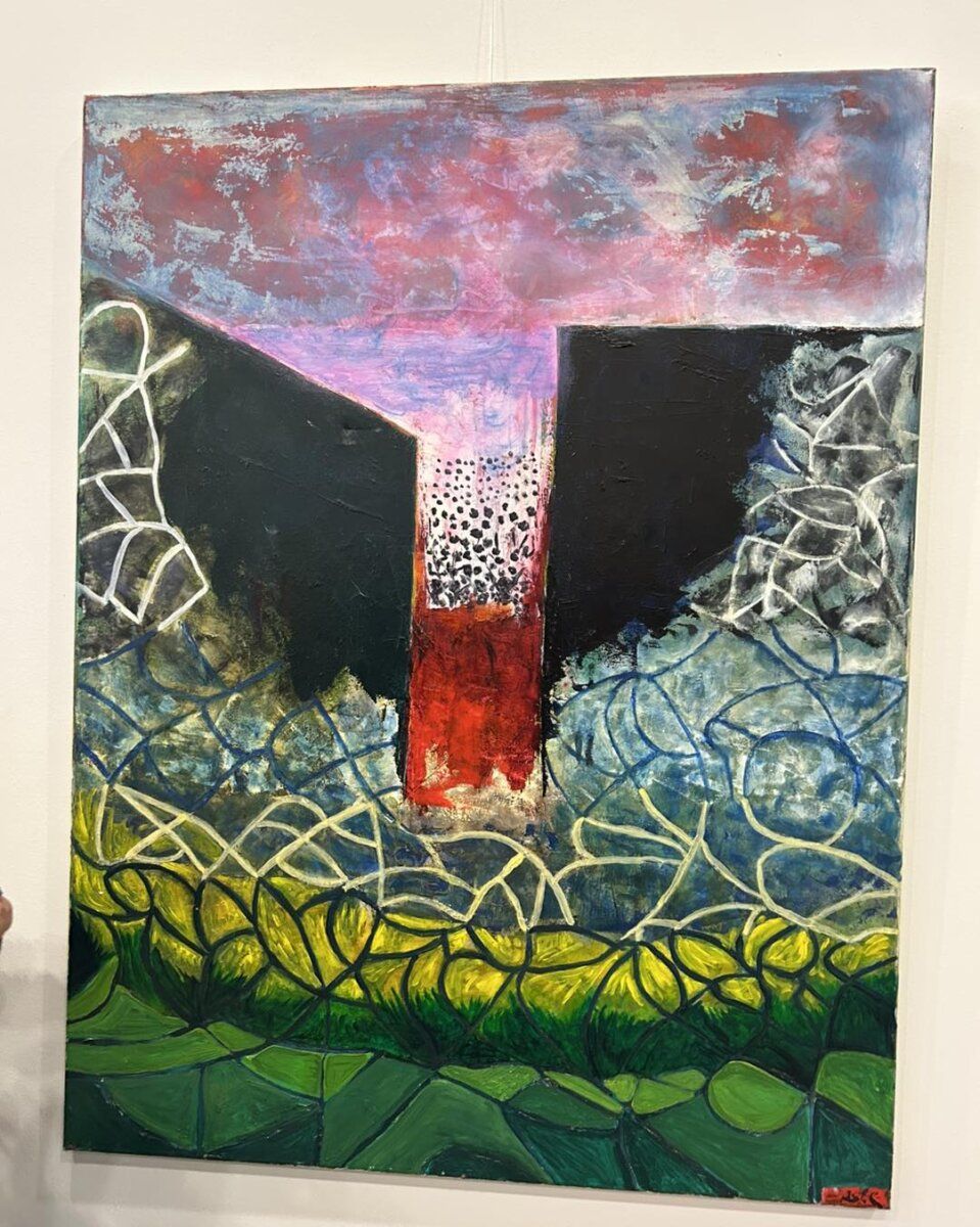 Pintura abstracta de Manuel Álvarez Robles en la exposición Puertas