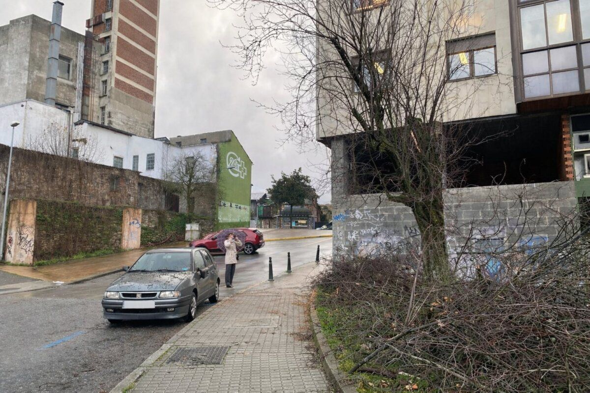 Vehículo dañado por ramas caídas en Ponferrada debido al viento