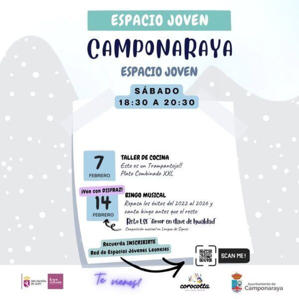 Cartel de actividades para jóvenes en Espacio Joven Camponaraya