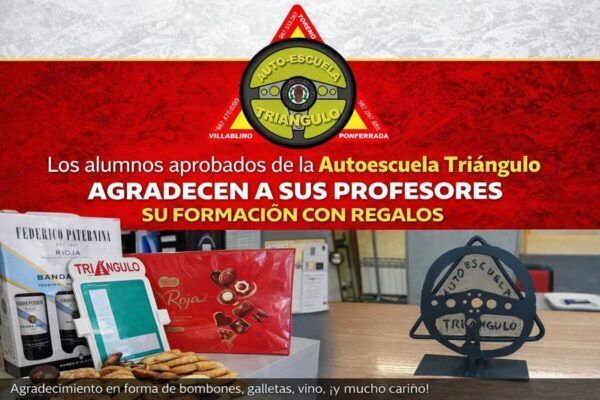 Alumnos de la Autoescuela Triángulo agradecen a sus profesores con regalos