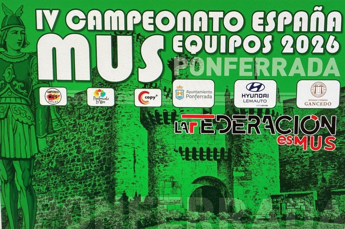 Cartel del Campeonato de España de Mus por equipos en Ponferrada