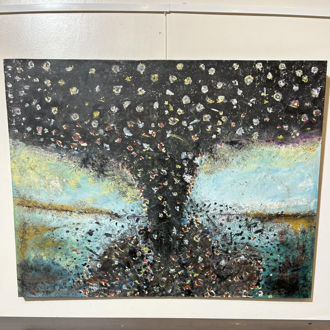 Pintura abstracta de Manuel Álvarez Robles en la exposición Puertas