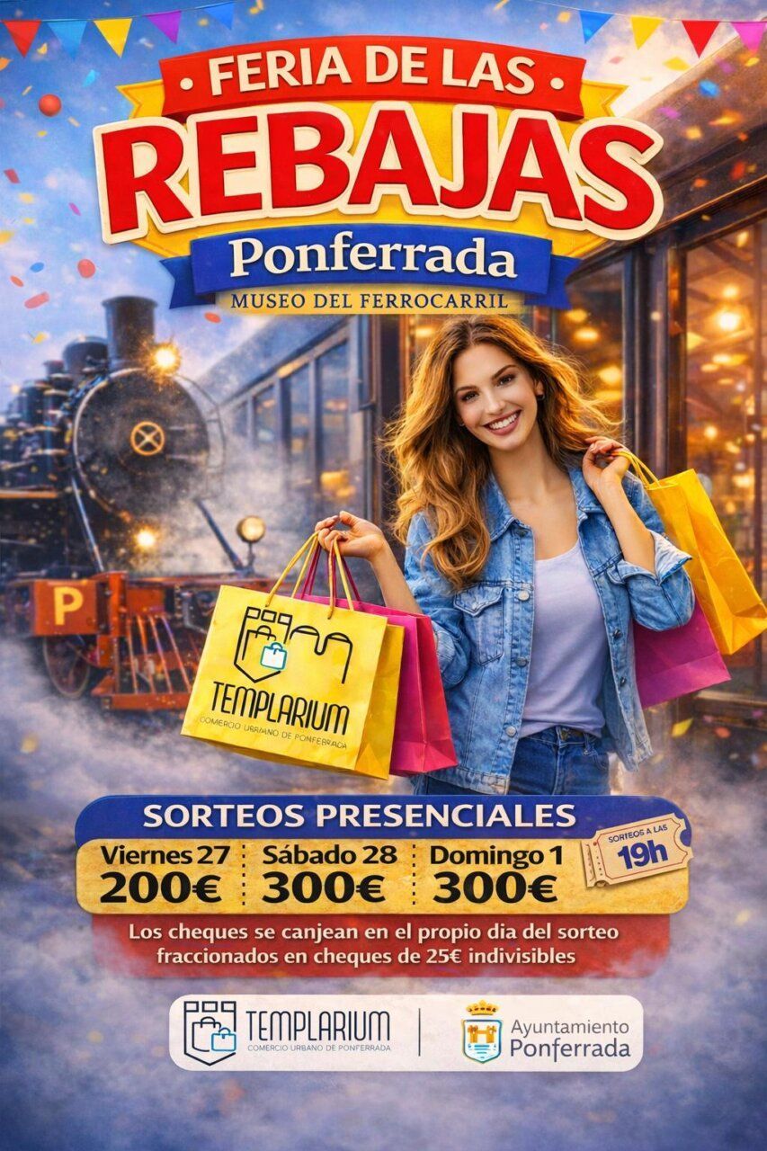 Mujer sonriente con bolsas de compras en la Feria de las Rebajas