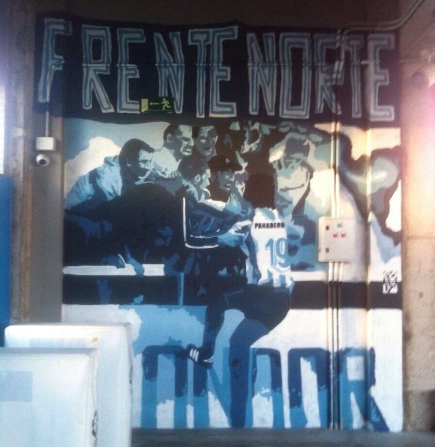 Mural de un panadero en el contexto de la afición del Frente Norte