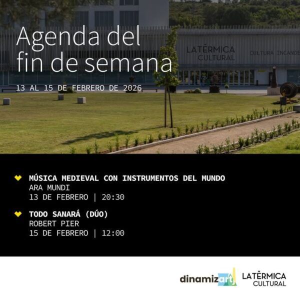 Cartel de eventos musicales en La Térmica Cultural con Ara Mundi y Robert Pier