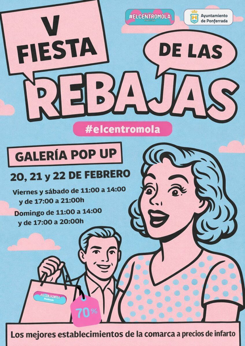 Cartel de la V Fiesta de las Rebajas en Ponferrada con descuentos