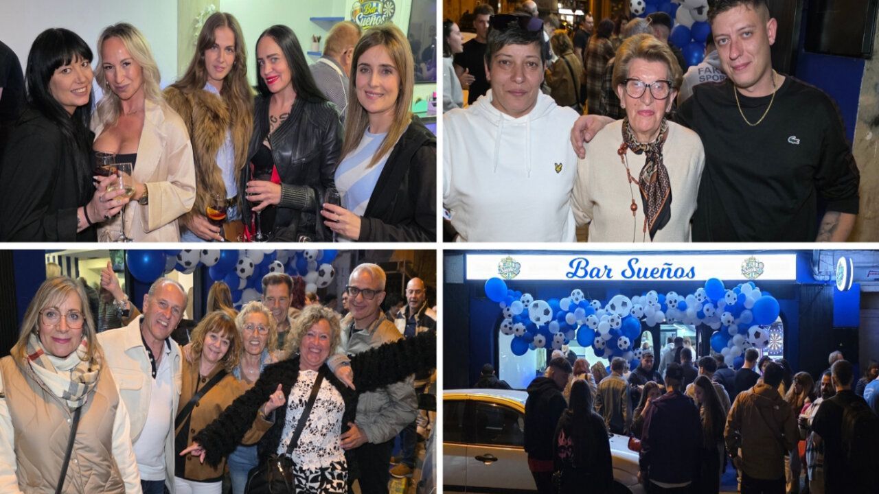 Grupo de personas celebrando en la inauguración del Bar Sueños