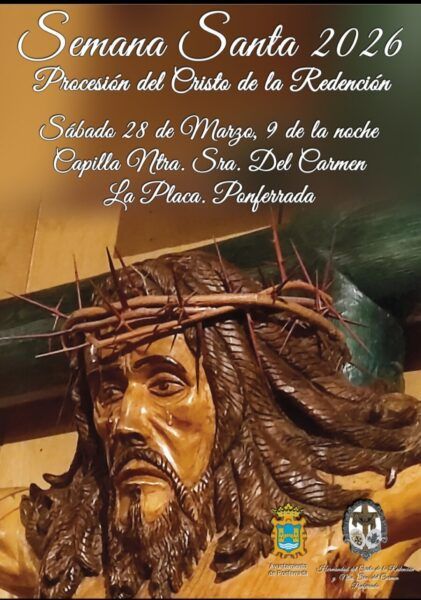 Cartel de los actos de la Hermandad en La Placa, Ponferrada.
